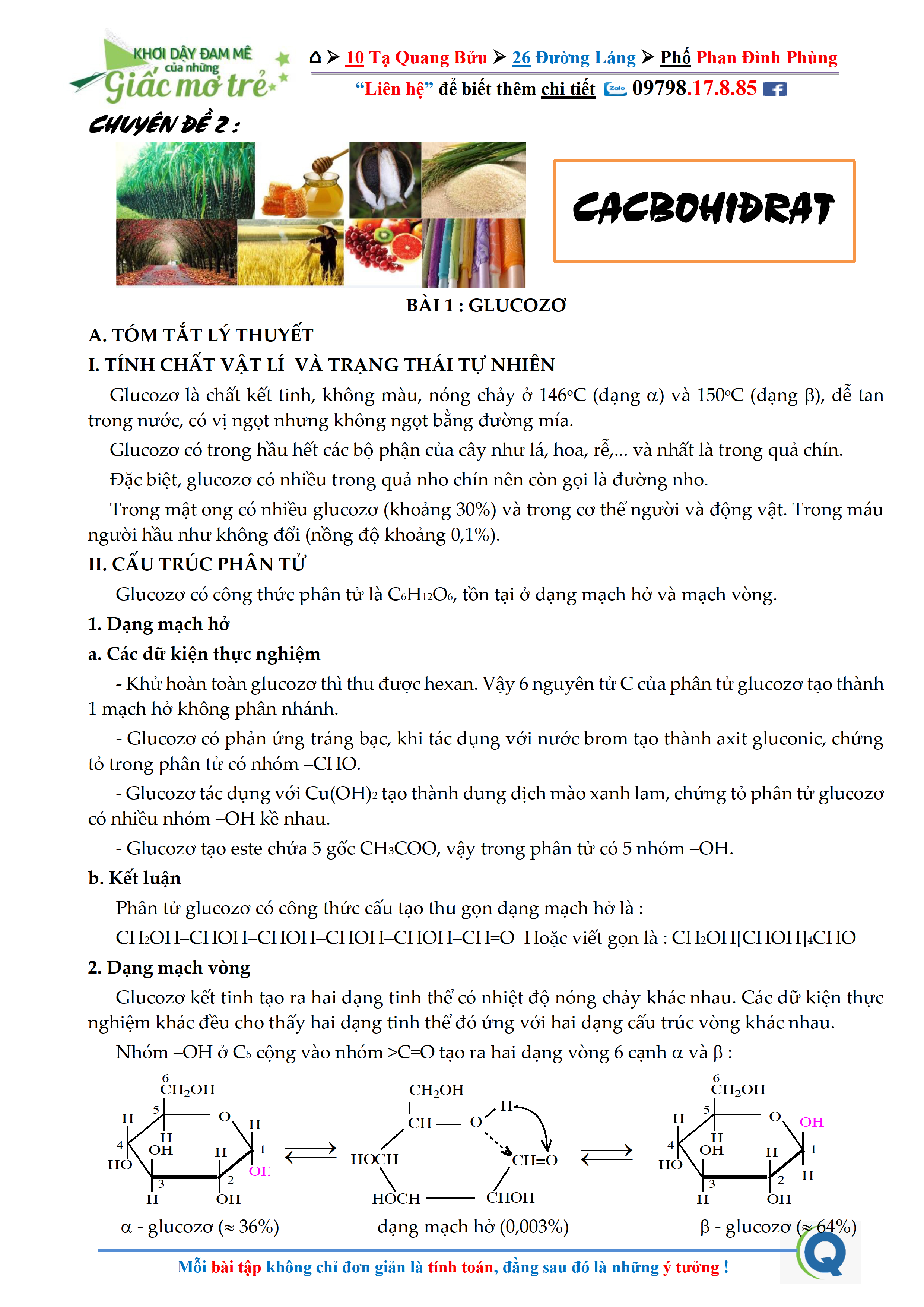 CĐ Cacbohidrat Số 01