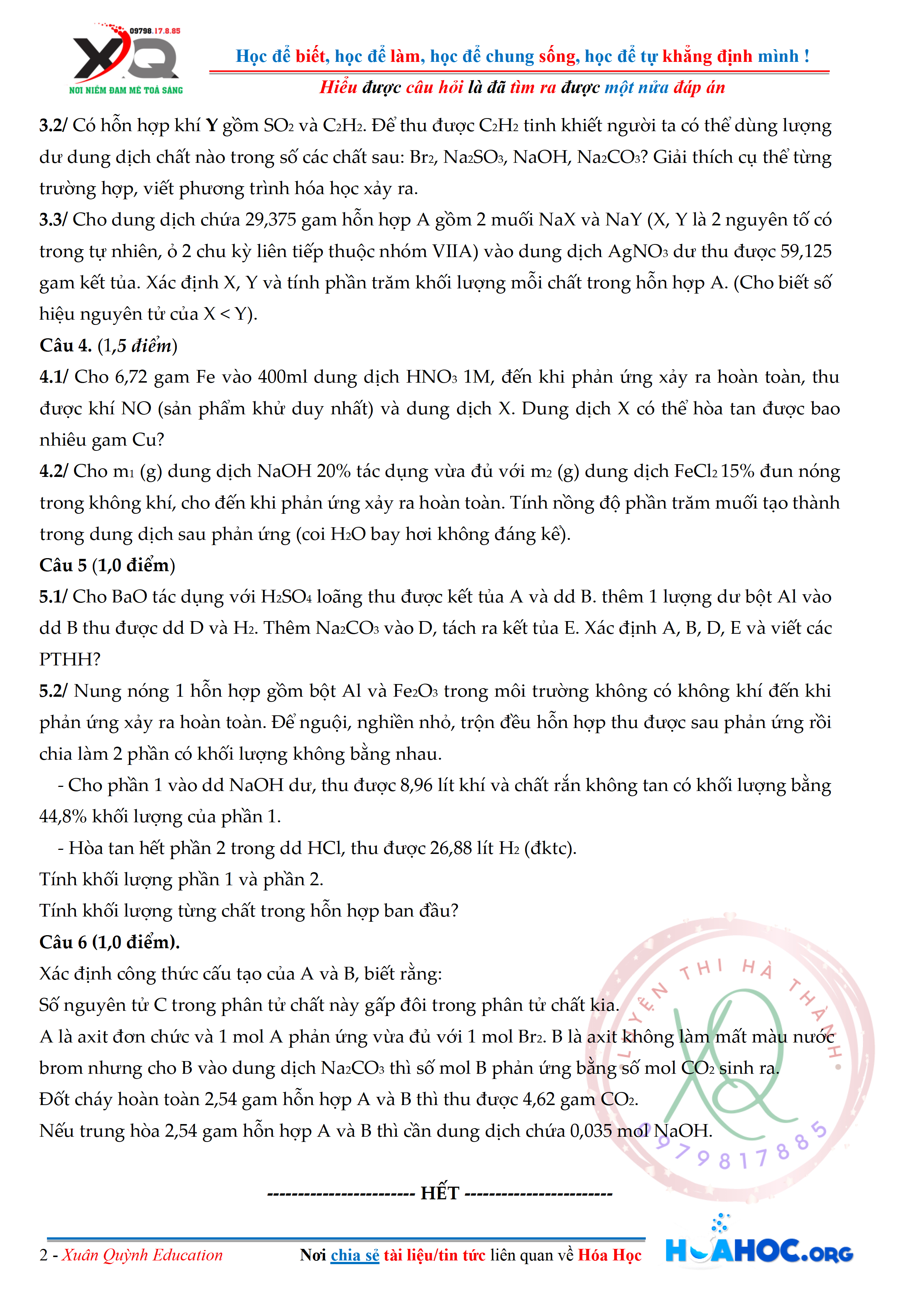 2021 2022 Đề thi thử vào 10 chuyÊn hÓa 0002