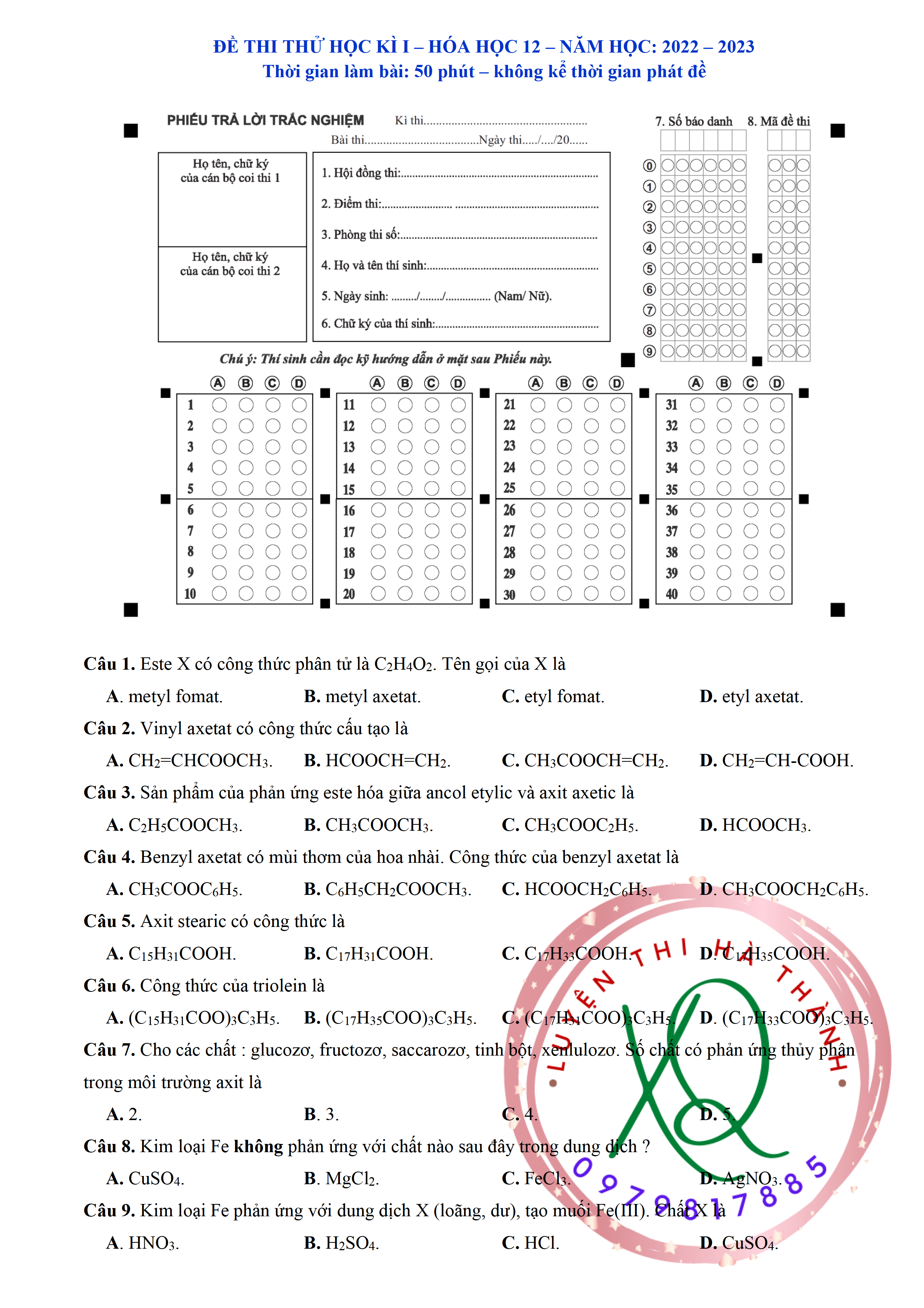 ĐỀ thi thỬ hỌc kÌ i 0001